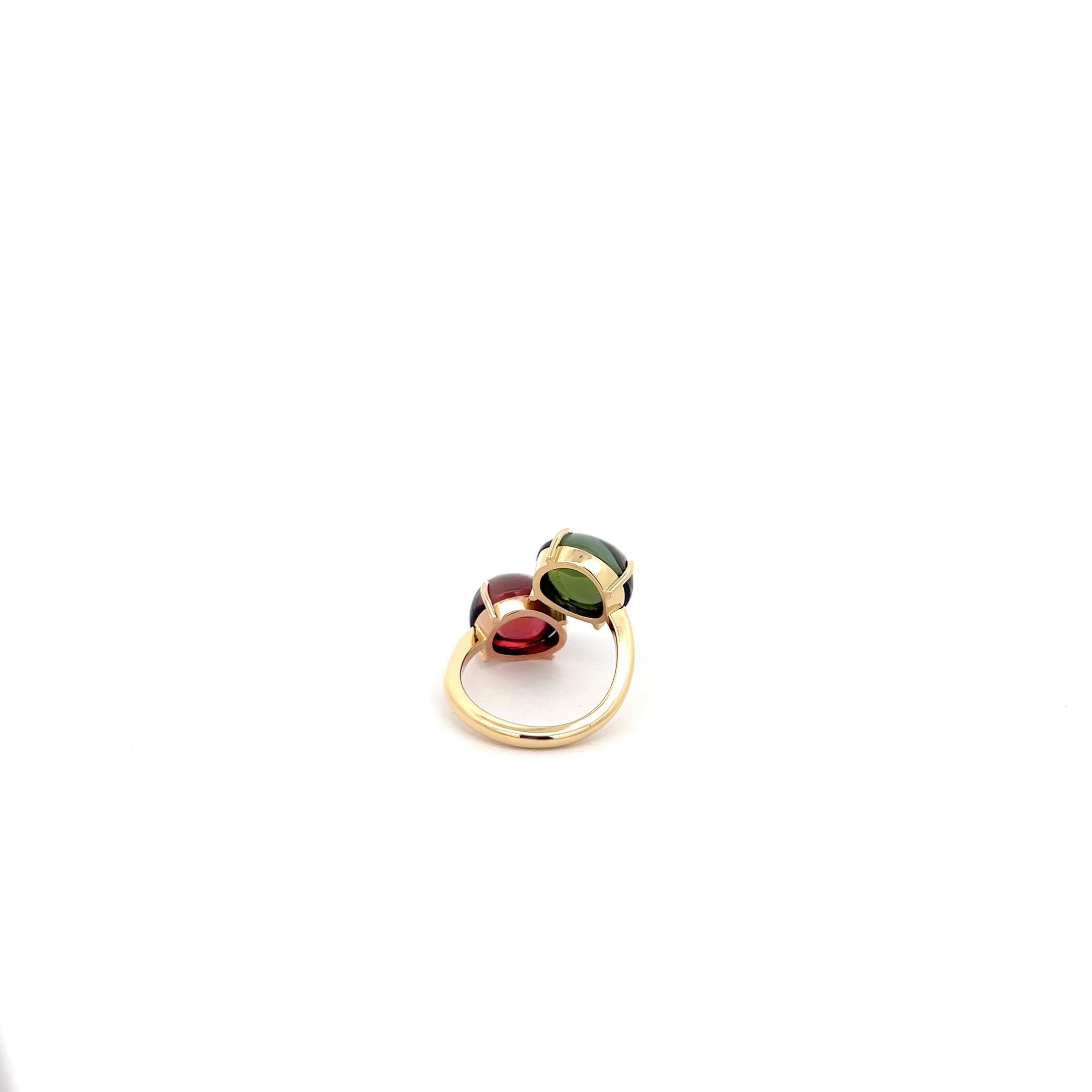 Stunning 18k two tone, twin Tourmaline Cabochon Ring