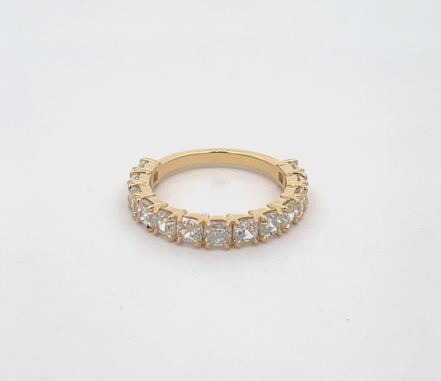 18k Yellow gold Eternity band with 13 cushion cut diamonds